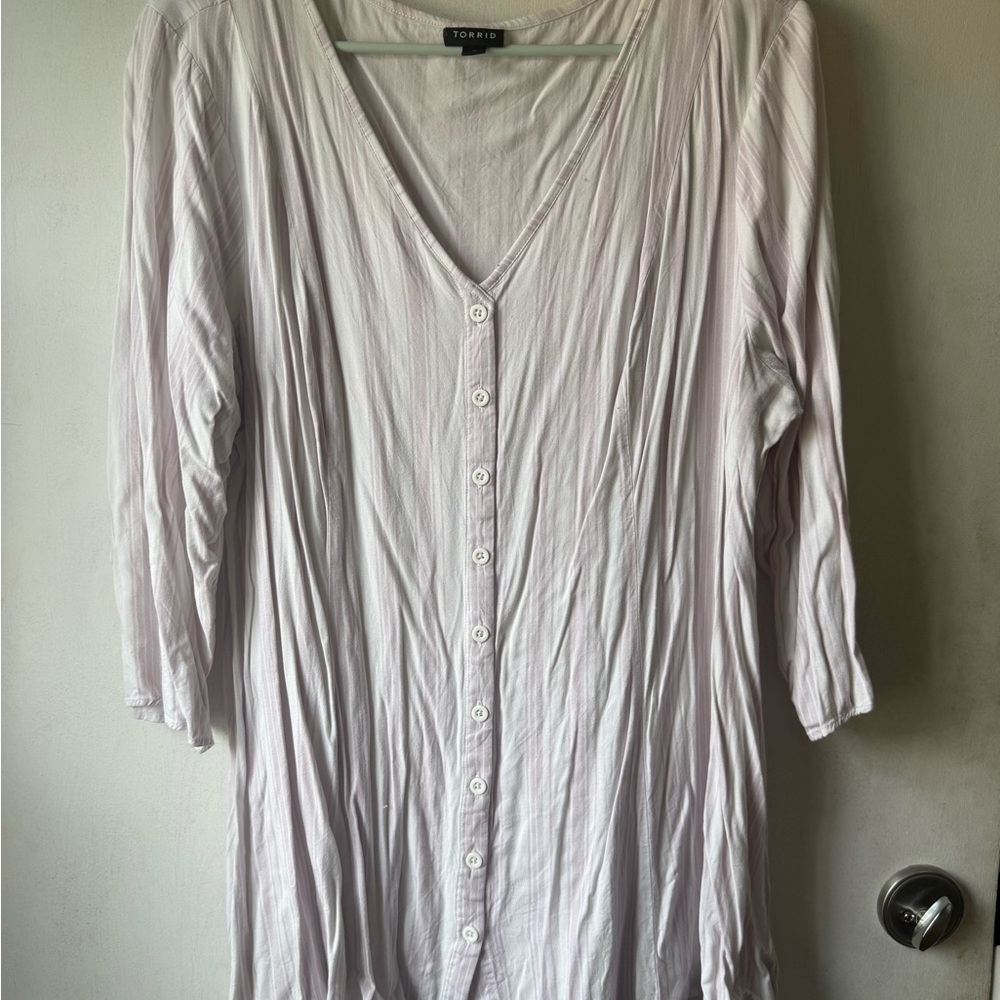 Torrid Light Pink Faux Button Blouse